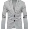 Budget 👍 Lars Amadeus Men's Casual Sports 🧥 Coat Solid Slim Fit Lightweight Two Buttons Knit Blazer ⭐