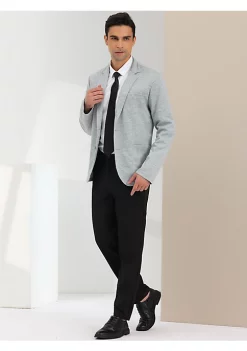 Budget 👍 Lars Amadeus Men's Casual Sports 🧥 Coat Solid Slim Fit Lightweight Two Buttons Knit Blazer ⭐ -Cheap Lars Amadeus Shop Belk 1023