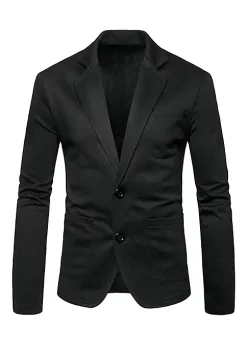 Budget 👍 Lars Amadeus Men's Casual Sports 🧥 Coat Solid Slim Fit Lightweight Two Buttons Knit Blazer ⭐ -Cheap Lars Amadeus Shop Belk 1027