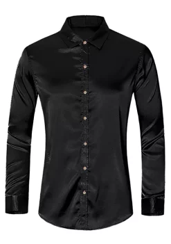 Best reviews of 🔥 Lars Amadeus Men's Prom Satin Long Sleeves Button Down Slim Fit Formal Party 👕 Shirts 👍 -Cheap Lars Amadeus Shop Belk 1093