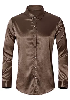 Best reviews of 🔥 Lars Amadeus Men's Prom Satin Long Sleeves Button Down Slim Fit Formal Party 👕 Shirts 👍 -Cheap Lars Amadeus Shop Belk 1095