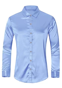 Best reviews of 🔥 Lars Amadeus Men's Prom Satin Long Sleeves Button Down Slim Fit Formal Party 👕 Shirts 👍 -Cheap Lars Amadeus Shop Belk 1096