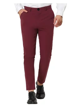 Discount ⌛ Lars Amadeus Men's 👗 Dress Chino Slim Fit Stretch Flat Front Solid Color Business Pants 🤩