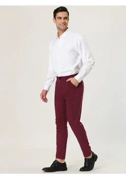 Discount ⌛ Lars Amadeus Men's 👗 Dress Chino Slim Fit Stretch Flat Front Solid Color Business Pants 🤩 -Cheap Lars Amadeus Shop Belk 1101