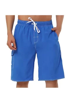 Promo 🎉 Lars Amadeus Men's 🌞 Summer Solid Shorts Drawstring Elastic Waist comfortable Swim Beach Board Shorts 👍