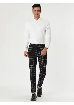 Budget 🔥 Lars Amadeus Men's 👗 Dress Plaid Slim Fit Flat Front Business Pants 🔔 -Cheap Lars Amadeus Shop Belk 1152