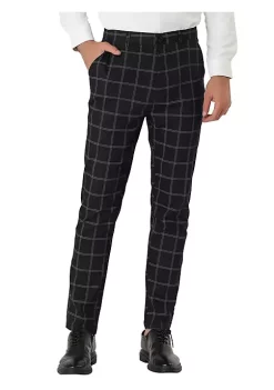 Budget 🔥 Lars Amadeus Men's 👗 Dress Plaid Slim Fit Flat Front Business Pants 🔔 -Cheap Lars Amadeus Shop Belk 1157