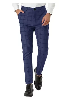 Budget 🔥 Lars Amadeus Men's 👗 Dress Plaid Slim Fit Flat Front Business Pants 🔔 -Cheap Lars Amadeus Shop Belk 1160