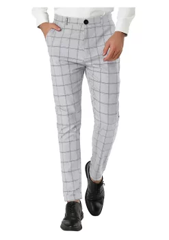 Budget 🔥 Lars Amadeus Men's 👗 Dress Plaid Slim Fit Flat Front Business Pants 🔔 -Cheap Lars Amadeus Shop Belk 1162