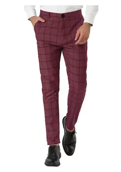 Budget 🔥 Lars Amadeus Men's 👗 Dress Plaid Slim Fit Flat Front Business Pants 🔔 -Cheap Lars Amadeus Shop Belk 1163