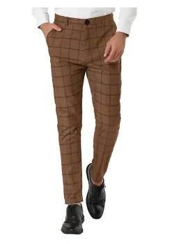 Budget 🔥 Lars Amadeus Men's 👗 Dress Plaid Slim Fit Flat Front Business Pants 🔔 -Cheap Lars Amadeus Shop Belk 1164