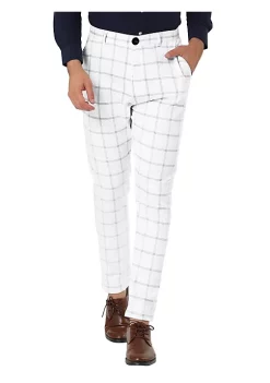 Budget 🔥 Lars Amadeus Men's 👗 Dress Plaid Slim Fit Flat Front Business Pants 🔔 -Cheap Lars Amadeus Shop Belk 1165