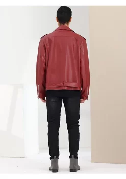 Budget ✔️ Lars Amadeus Men's PU Faux Leather Jacket Belt Punk Motorcycle Zip Slim Fit Biker Jackets 🔔 -Cheap Lars Amadeus Shop Belk 118