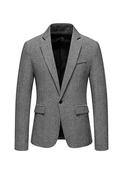 Cheap Lars Amadeus Shop 42 Wholesale ๐คฉ Lars Amadeus Men's Herringbone Blazer Slim Fit Single Breasted One Button Business Sports ๐งฅ Coat โ๏ธ