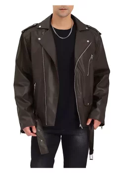 Budget ✔️ Lars Amadeus Men's PU Faux Leather Jacket Belt Punk Motorcycle Zip Slim Fit Biker Jackets 🔔 -Cheap Lars Amadeus Shop Belk 120