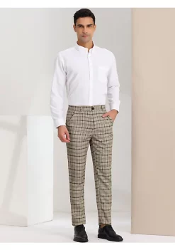 Best Sale 😍 Lars Amadeus Men's 👗 Dress Pants Slim Fit Checked Flat Front Business Plaid Formal Pants ✔️ -Cheap Lars Amadeus Shop Belk 1201