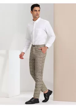 Best Sale 😍 Lars Amadeus Men's 👗 Dress Pants Slim Fit Checked Flat Front Business Plaid Formal Pants ✔️ -Cheap Lars Amadeus Shop Belk 1202