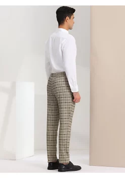 Best Sale 😍 Lars Amadeus Men's 👗 Dress Pants Slim Fit Checked Flat Front Business Plaid Formal Pants ✔️ -Cheap Lars Amadeus Shop Belk 1203