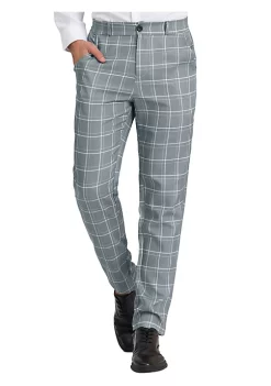 Best Sale 😍 Lars Amadeus Men's 👗 Dress Pants Slim Fit Checked Flat Front Business Plaid Formal Pants ✔️ -Cheap Lars Amadeus Shop Belk 1204
