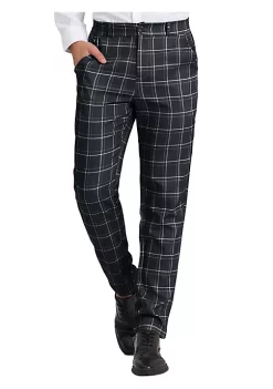 Best Sale 😍 Lars Amadeus Men's 👗 Dress Pants Slim Fit Checked Flat Front Business Plaid Formal Pants ✔️ -Cheap Lars Amadeus Shop Belk 1206