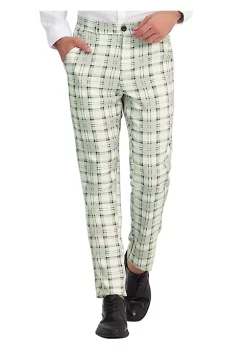 Best Sale 😍 Lars Amadeus Men's 👗 Dress Pants Slim Fit Checked Flat Front Business Plaid Formal Pants ✔️ -Cheap Lars Amadeus Shop Belk 1208