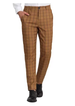Best Sale 😍 Lars Amadeus Men's 👗 Dress Pants Slim Fit Checked Flat Front Business Plaid Formal Pants ✔️ -Cheap Lars Amadeus Shop Belk 1209