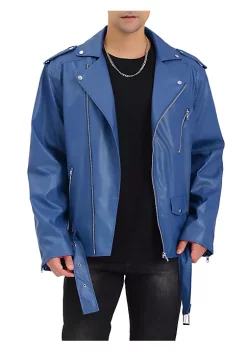 Budget ✔️ Lars Amadeus Men's PU Faux Leather Jacket Belt Punk Motorcycle Zip Slim Fit Biker Jackets 🔔 -Cheap Lars Amadeus Shop Belk 121