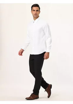 Best Pirce 😀 Lars Amadeus Men's Solid Long Sleeve 👚 Shirts Button Down Point Collar Slim Fit 👗 Dress 👚 Shirts ⌛ -Cheap Lars Amadeus Shop Belk 1215