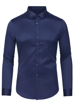 Best Pirce 😀 Lars Amadeus Men's Solid Long Sleeve 👚 Shirts Button Down Point Collar Slim Fit 👗 Dress 👚 Shirts ⌛ -Cheap Lars Amadeus Shop Belk 1217