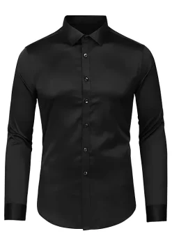 Best Pirce 😀 Lars Amadeus Men's Solid Long Sleeve 👚 Shirts Button Down Point Collar Slim Fit 👗 Dress 👚 Shirts ⌛ -Cheap Lars Amadeus Shop Belk 1221