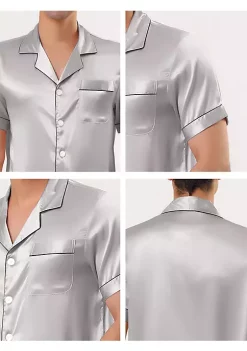 Cheapest 🎉 Lars Amadeus Men's Satin Pajama Sets Sleepwear Short Sleeves Button Down Night Wear Set 😀 -Cheap Lars Amadeus Shop Belk 1251