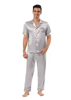 Cheapest 🎉 Lars Amadeus Men's Satin Pajama Sets Sleepwear Short Sleeves Button Down Night Wear Set 😀 -Cheap Lars Amadeus Shop Belk 1253