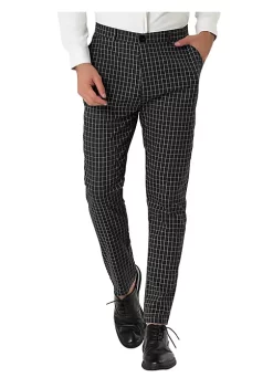 Best Pirce 🎁 Lars Amadeus Men's Business Pants Checked Printed Slim Fit Flat Front Plaid 👗 Dress Trousers 🧨 -Cheap Lars Amadeus Shop Belk 1275