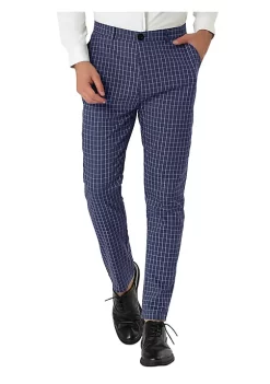 Best Pirce 🎁 Lars Amadeus Men's Business Pants Checked Printed Slim Fit Flat Front Plaid 👗 Dress Trousers 🧨 -Cheap Lars Amadeus Shop Belk 1278