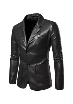 Hot Sale 👍 Lars Amadeus Men's Faux Leather Blazer Slim Fit Notched Lapel Formal Sports 🧥 Coat Jacket 💯 -Cheap Lars Amadeus Shop Belk 1296