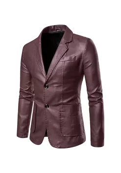 Hot Sale 👍 Lars Amadeus Men's Faux Leather Blazer Slim Fit Notched Lapel Formal Sports 🧥 Coat Jacket 💯 -Cheap Lars Amadeus Shop Belk 1298