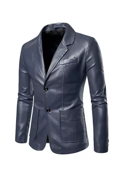 Hot Sale 👍 Lars Amadeus Men's Faux Leather Blazer Slim Fit Notched Lapel Formal Sports 🧥 Coat Jacket 💯 -Cheap Lars Amadeus Shop Belk 1299