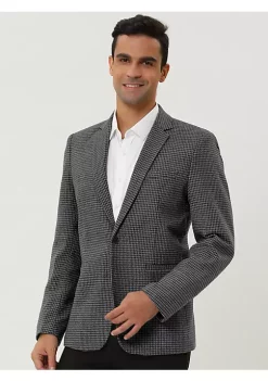 Promo ⌛ Lars Amadeus Men's Casual Plaid Sports 🧥 Coat Notched Lapel One Button Houndstooth Blazer 🤩 -Cheap Lars Amadeus Shop Belk 1302