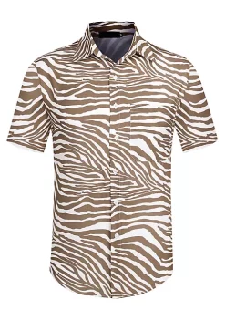 Top 10 👏 Lars Amadeus Men's Zebra Print 👕 Shirt ☀️ Summer Floral Printed Short Sleeves Button Down Beach Hawaiian 👕 Shirt 🔥 -Cheap Lars Amadeus Shop Belk 1348