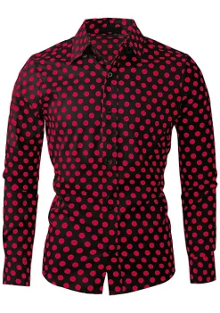 Buy ⭐ Lars Amadeus Men's 👚 Shirts Polka Dots Long Sleeve Slim Fit Printed 👗 Dress Button Down 👚 Shirt 💯