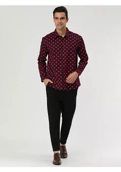 Buy ⭐ Lars Amadeus Men's 👚 Shirts Polka Dots Long Sleeve Slim Fit Printed 👗 Dress Button Down 👚 Shirt 💯 -Cheap Lars Amadeus Shop Belk 137