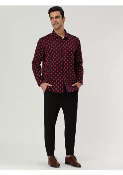 Buy ⭐ Lars Amadeus Men's 👚 Shirts Polka Dots Long Sleeve Slim Fit Printed 👗 Dress Button Down 👚 Shirt 💯 -Cheap Lars Amadeus Shop Belk 138