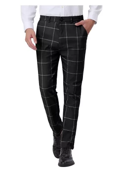 Wholesale ✔️ Lars Amadeus Men's Plaid 👗 Dress Pants Slim Fit Flat Front Business Check Trousers 🛒 -Cheap Lars Amadeus Shop Belk 1393