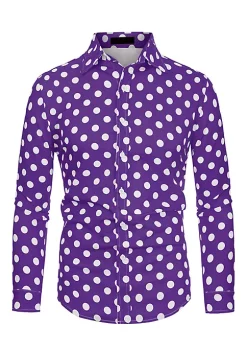 Buy ⭐ Lars Amadeus Men's 👚 Shirts Polka Dots Long Sleeve Slim Fit Printed 👗 Dress Button Down 👚 Shirt 💯 -Cheap Lars Amadeus Shop Belk 140