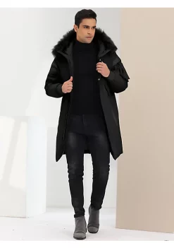 Best deal ❤️ Lars Amadeus Men's Puffer 🧥 Coat Windbreaker Heavyweight Faux Fur Hooded Parka Jacket 🛒 -Cheap Lars Amadeus Shop Belk 1423
