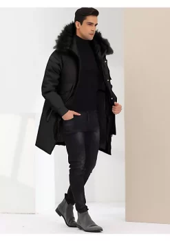 Best deal ❤️ Lars Amadeus Men's Puffer 🧥 Coat Windbreaker Heavyweight Faux Fur Hooded Parka Jacket 🛒 -Cheap Lars Amadeus Shop Belk 1424
