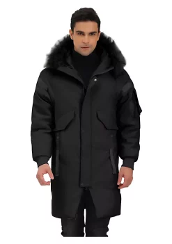 Best deal ❤️ Lars Amadeus Men's Puffer 🧥 Coat Windbreaker Heavyweight Faux Fur Hooded Parka Jacket 🛒 -Cheap Lars Amadeus Shop Belk 1426
