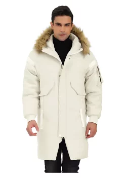 Best deal ❤️ Lars Amadeus Men's Puffer 🧥 Coat Windbreaker Heavyweight Faux Fur Hooded Parka Jacket 🛒 -Cheap Lars Amadeus Shop Belk 1427