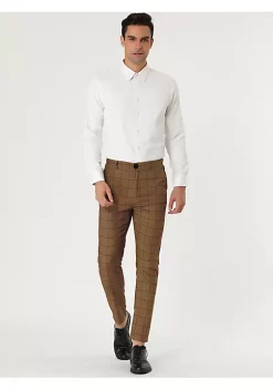 Hot Sale ⭐ Lars Amadeus Men's Plaid 👗 Dress Slim Fit Checked Business Pants with Pockets 😍 -Cheap Lars Amadeus Shop Belk 1430
