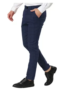Hot Sale ⭐ Lars Amadeus Men's Plaid 👗 Dress Slim Fit Checked Business Pants with Pockets 😍 -Cheap Lars Amadeus Shop Belk 1435